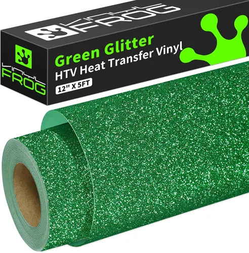 Miniatura 11 de VINYL FROG Rollo de vinilo de transferencia de calor con purpurina de 12 pulgadas x 5 pies, vinilo negro para planchar con purpurina para camisetas