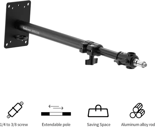 Miniatura 2 de Soporte de pared para estudio de fotografía, brazo de brazo de montaje en pared para cámara de hasta 22 pulgadas para monolights, paraguas