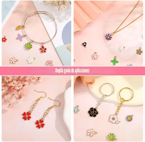 Miniatura 2 de 150 Dijes de Flores para Fabricación de Joyas (75 Pares), Surtido de Dijes Metálicos Mixtos al Por Mayor a Granel para Collar, Pulsera y Aretes DIY