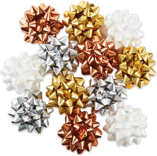 Hallmark - Surtido de lazos para regalos, 12 unidades (oro, plata, bronce, blanco) para cumpleaños, Día de la Madre, bodas, despedidas de soltera,