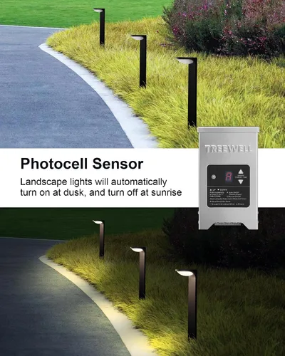 Miniatura 3 de Transformador de Paisaje de Bajo Voltaje de 150W, Transformador de Iluminación de Paisaje Exterior con Sensor de Fotocélula y Temporizador, 120V AC