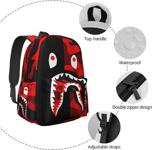 Miniatura 6 de Vkaxopt Mochila con dientes de tiburón, mochilas camuflaje, mochila de viaje para portátil, mochila de gran capacidad, bolsa de libros, moda