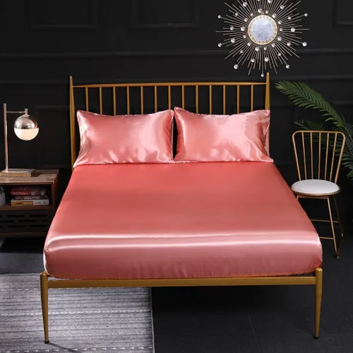 Miniatura 17 de Juego de sábanas de satén, color rosa claro, sábana bajera de satén similar a la seda, ultra suave, juego de ropa de cama de lujo para niños