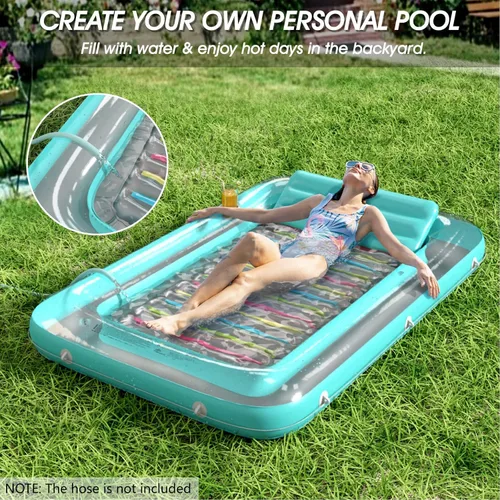 Miniatura 2 de Jasonwell Flotador de piscina inflable 4 en 1 para bronceado - Flotador de balsa para tomar el sol, juguetes, colchoneta para cama de bronceado Base