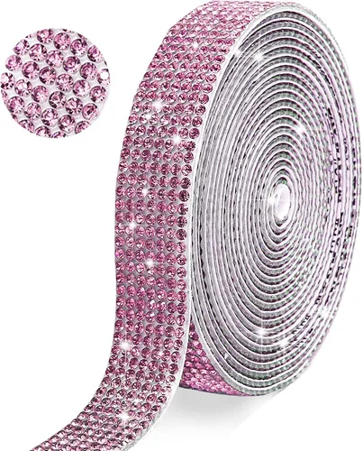 Miniatura 11 de Tiras de Cinta de Diamantes de Imitación de Cristal Autoadhesivas Negras, Tiras de Cinta de Diamantes de Imitación de 7 Filas con Adhesivo