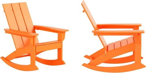 Miniatura 24 de HDPE Laguna Silla mecedora Adirondack de polietileno para exteriores (juego de 2), color negro
