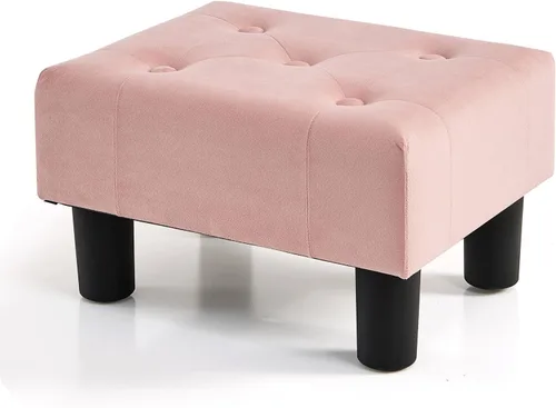 Miniatura 13 de BRIAN & DANY Taburete pequeño para pies, taburetes de lino con patas, reposapiés pequeño estable para sala de estar, beige