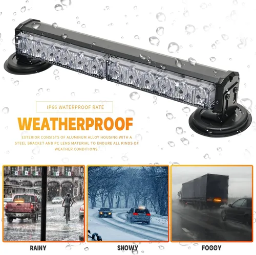 Miniatura 4 de Barra de luces estroboscópicas de emergencia alimentadas por batería, de 14 pulgadas, inalámbrica, mini luz LED intermitente de advertencia con base