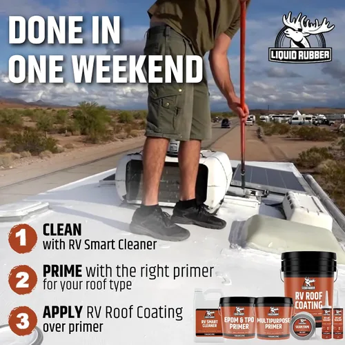 Miniatura 5 de Liquid Rubber - Revestimiento para toldo de casa rodante, sellador con reflectante solar, para reparación del toldo de remolques y cámper
