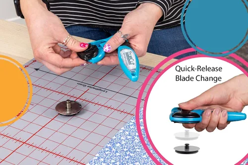 Miniatura 3 de TrueCut My Comfort - Cortador giratorio ergonómico de 1.772 pulgadas para tela, acolchado, costura, manualidades, zurdo o diestro, regla de guía