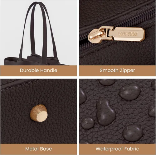 Miniatura 5 de LOVEVOOK Bolso de hombro para portátil para mujer - Bolso de 15.6 pulgadas de cuero sintético con cartera, bolso de oficina de gran capacidad