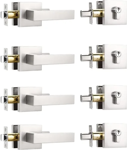 Miniatura 38 de KNOBWELL - Pomo resistente para puertas exteriores con cerradura de seguridad de doble llave y cuadrada; juego de picaportes para puertas