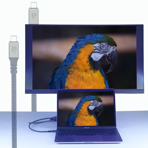 Miniatura 7 de Cable USB C 3.2 Gen 2, 6.6 pies 20 Gbps de transferencia de datos 4K de salida de video cable para monitor, carga rápida PD de 240 W para iPhone
