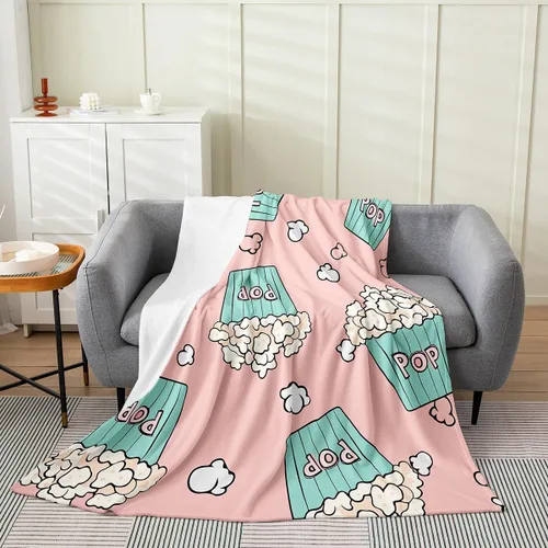 Miniatura 19 de Manta de felpa con diseño de palomitas de maíz, para niños, niñas, adolescentes, cine para todas las estaciones, manta de cama transpirable a