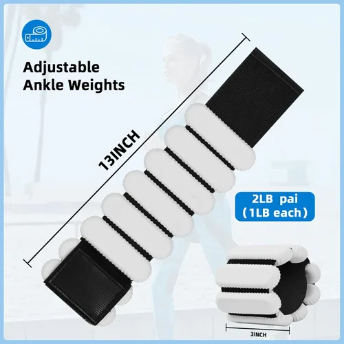 Miniatura 4 de Pesas de tobillo para mujeres y hombres, pulsera de entrenamiento con peso ajustable para muñeca para entrenamiento en casa, entrenamiento de Gris