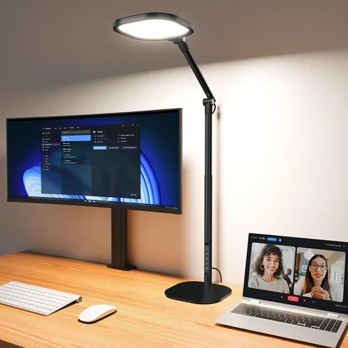 Miniatura 10 de Lámparas LED de escritorio para oficina en casa con base, lámpara de escritorio alta con 50 modos de luz y memoria y temporizador, luz