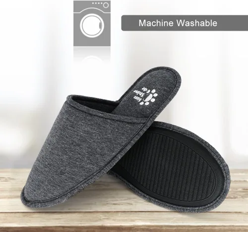 Miniatura 6 de Sunshine Code Pantuflas lavables de algodón de espuma viscoelástica para hombre con bolsa de viaje a juego para el hogar, hotel, spa, dormitorio
