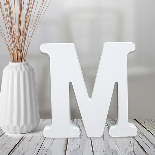 Miniatura 28 de AOCEAN Letras de madera blanca de 4 pulgadas sin terminar para decoración de pared, letras decorativas de pie en rodajas, decoración de tablero