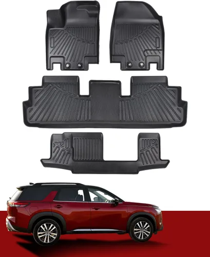 Miniatura 7 de Alfombrillas de suelo y maletero SHINJEW compatibles con Nissan Pathfinder 2022-2024 2025 (modelos de 7 pasajeros), revestimientos de piso de TPE