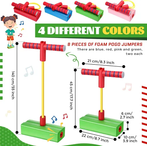 Miniatura 2 de Wettarn 8 piezas de espuma Pogo Jumper Promote Grow Tall Pogo Stick de espuma de palo de salto seguro y divertido para adolescentes, niños y niñas
