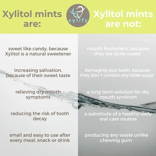 Miniatura 6 de Mentas de xilitol para el cuidado oral - Sabor manzana, con xilitol y eritritol, caramelo sin azúcar, mentas dentales Happy Teeth de Finlandia, 5 oz
