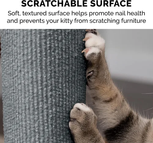 Miniatura 7 de Furhaven Funda para poste rascador envolvente para gatos de interior, se adapta a postes de hasta 3.5 pulgadas de diámetro, duradera y menos