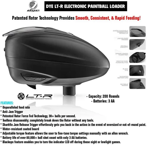 Miniatura 4 de Maddog Dye LT-R - Cargador electrónico de paintball con alimentación de velocidad épica del ejército HK y tanque de paintball HPA, paquete