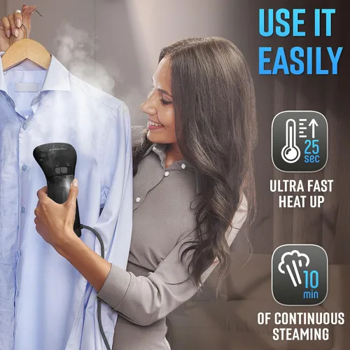 Miniatura 3 de Vaporizador para ropa para Europa 220 V, vaporizador portátil de mano para ropa, cabezal de vapor de metal, calentamiento de 25 segundos, sistema