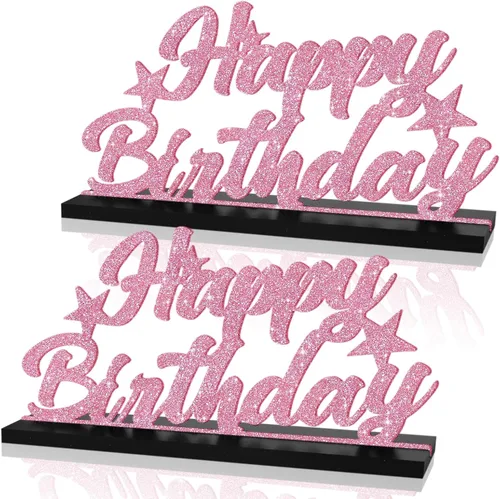 Miniatura 11 de Letrero de Feliz Cumpleaños con Letras Negras con Purpurina Centros de Mesa para Mesa Suministros de Fiesta de Cumpleaños Decoración de Favor