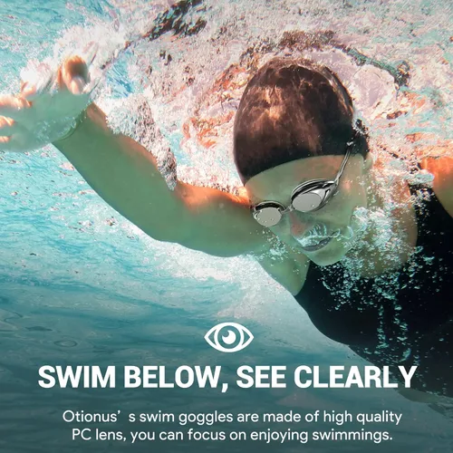 Miniatura 5 de Gafas de natación para adultos, hombres, mujeres y jóvenes, con correa elástica, gafas de natación sin tirones de pelo espejo/lentes transparentes
