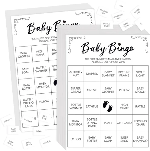 Miniatura 9 de Juego de baby shower, juego de bingo neutro de género/Adivina quién mamá o papá/desafío de palabras/tarjetas de datos de preguntas para bebés