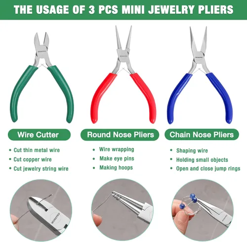 Miniatura 4 de WORKPRO Juego de Alicates para Joyería, Kit de Herramientas para Hacer Joyas de 3 Piezas - Alicates de Punta Fina/Alicates de Punta Plana, Alicates