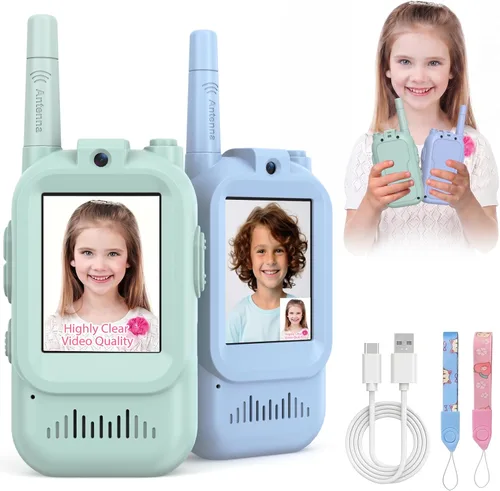 Miniatura 11 de Walkie Talkies para niños, paquete de 2, radios bidireccionales recargables de largo alcance, juguetes para niños y niñas de 3 a 5 años, aventura al