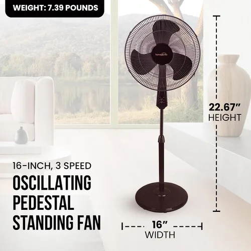 Miniatura 3 de HomePointe FS40-19MB Ventilador Oscilante de Soporte, Negro, 16 In. - Cantidad 1