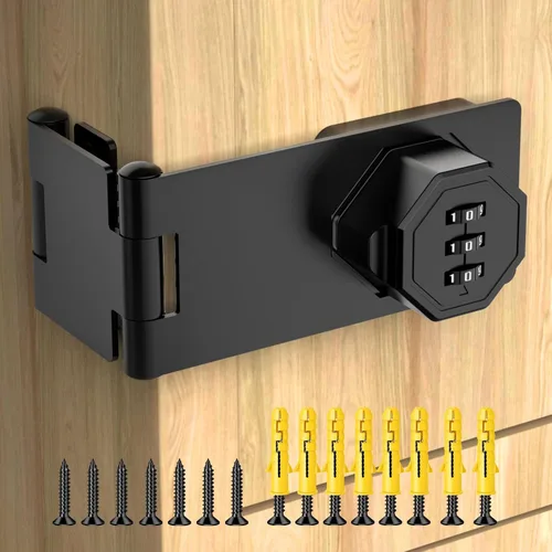 Cerraduras de gabinete de 90 grados con combinación, pestillo mecánico plegable para puerta, cerradura de cerrojo giratorio sin llave para Negro