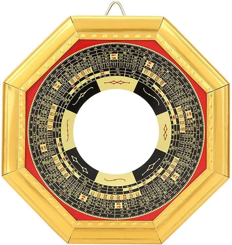 TOPINCN Espejo Bagua, espejo tradicional chino de Feng Shui, espejo cóncavo, exorcismo, amuleto de exorcismo, artesanía de la suerte (13.5 cóncavo)