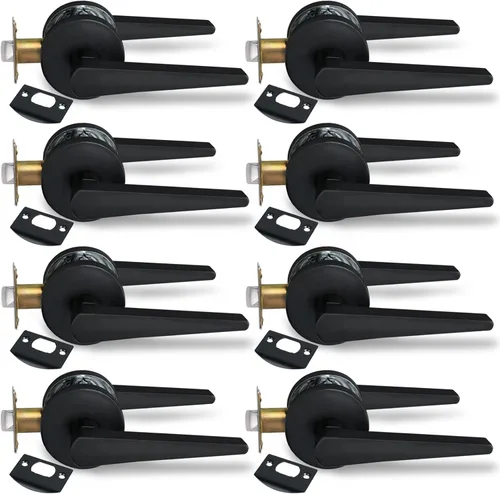 Miniatura 11 de MD8820-DB-BK-1P - Manija de puerta de privacidad sólida para dormitorio y baño, acabado negro mate