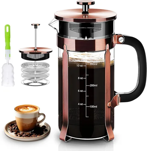 Miniatura 8 de YMMIND Cafetera de prensa francesa de 21 onzas, cafetera espresso de 4 tazas, cafetera de borosilicato engrosado resistente al calor para café frío
