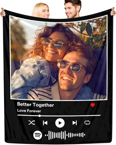 Miniatura 19 de YESCUSTOM Manta personalizada con texto fotográfico, manta personalizada con mis propias imágenes para Navidad, familia, mamá, papá, perro