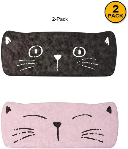 Miniatura 6 de JAVOedge Paquete de 2 Funda de almacenamiento de lentes con diseño de cara de gato multicolor con tela de microfibra
