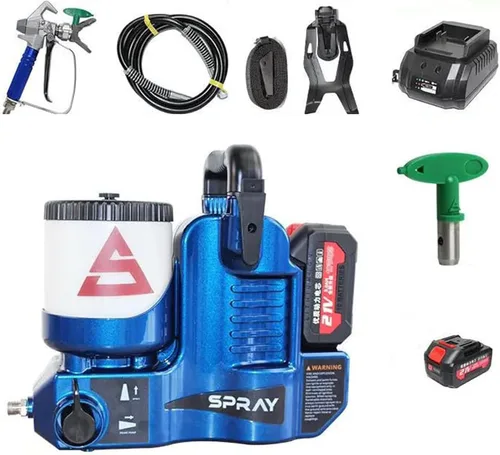 Pulverizador de pintura sin aire de alta presión, modo dual inalámbrico/eléctrico de 1.2L, 6 velocidades ajustables, manguera de 70 pulgadas,