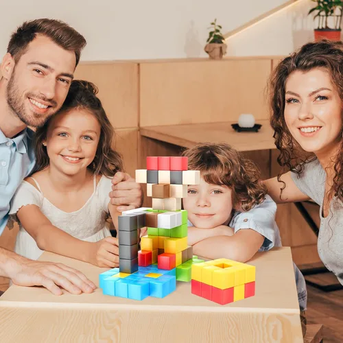 Miniatura 2 de PicassoTiles 102 piezas Cubo de rompecabezas magnético de píxeles de 1" Mezcla y combina juguetes con Ideabook STEM Educación de aprendizaje Bloques