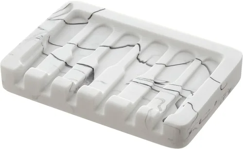 Miniatura 12 de INIUNIK Jabonera autodrenante – Bandeja para jabón con aspecto de mármol, caja de ahorro para esponja para baño, ducha, cocina, color negro