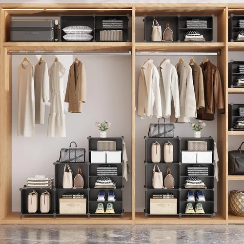 Miniatura 5 de AWTATOS Organizador de armario con 6 cubos de almacenamiento, estantes portátiles para armario, organizadores de ropa y almacenamiento apilables