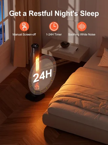 Miniatura 7 de Uthfy Calentadores de espacio para uso en interiores, calentador de espacio de 32 pulgadas para habitación grande con temporizador de 24 horas