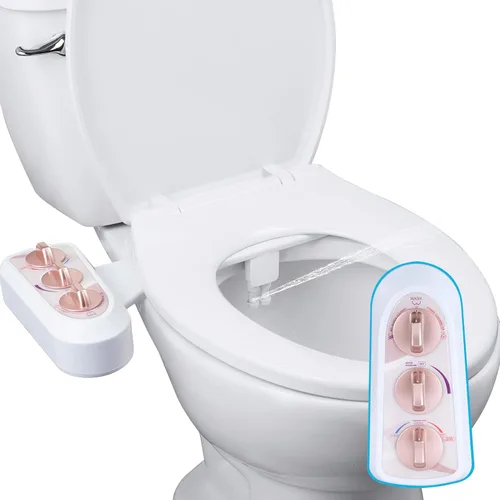 Miniatura 10 de Hibbent Accesorio de bidé para inodoro con boquilla doble autolimpiante, rociador de agua fría y caliente, asiento de inodoro mecánico no eléctrico