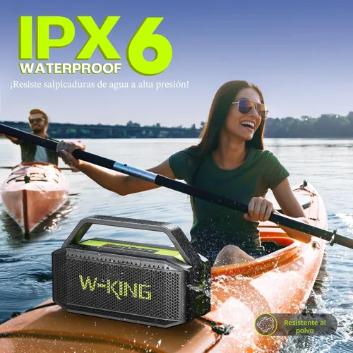 Miniatura 3 de Altavoz Bluetooth portátil de 100 W (pico) fuerte con graves profundos, altavoces impermeables W-KING IPX6 Bluetooth inalámbrico, radiador pasivo