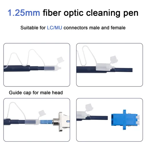 Miniatura 3 de Limpiador de fibra óptica, herramientas de fibra óptica, bolígrafo de limpieza para conector LC/MU de 0.049 in, limpiador de conectores ópticos más