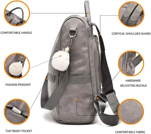 Miniatura 5 de CHERUTY Women Backpack Purse PU Leather Anti-theft Casual Shoulder Bag Fashion Ladies Satchel Bags