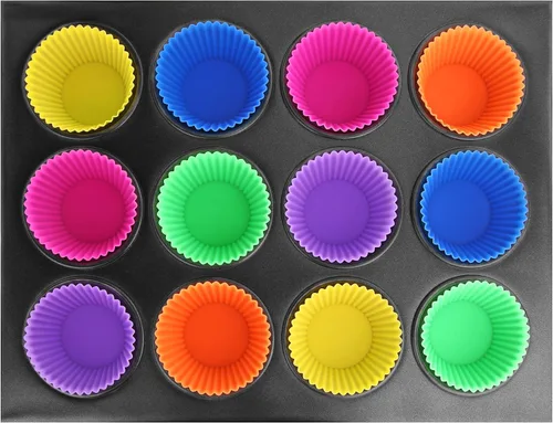 Miniatura 6 de New Star Foodservice 44270 Vasos de silicona reutilizables para hornear y forros para cupcakes, juego de 24